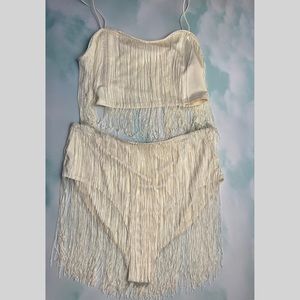 Champagne Fringe Cowgirl Rave Outfit